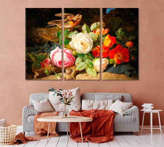 Roses Still Life Canvas Wall Art-Canvas Print-CetArt-1 Panel-24x16 inches-CetArt