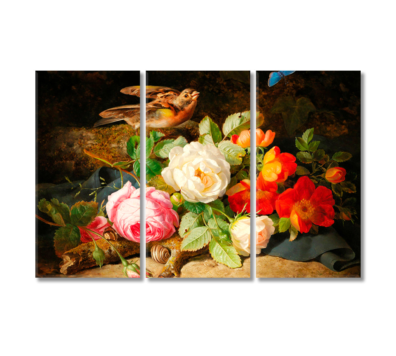 Roses Still Life Canvas Wall Art-Canvas Print-CetArt-3 Panels-36x24 inches-CetArt