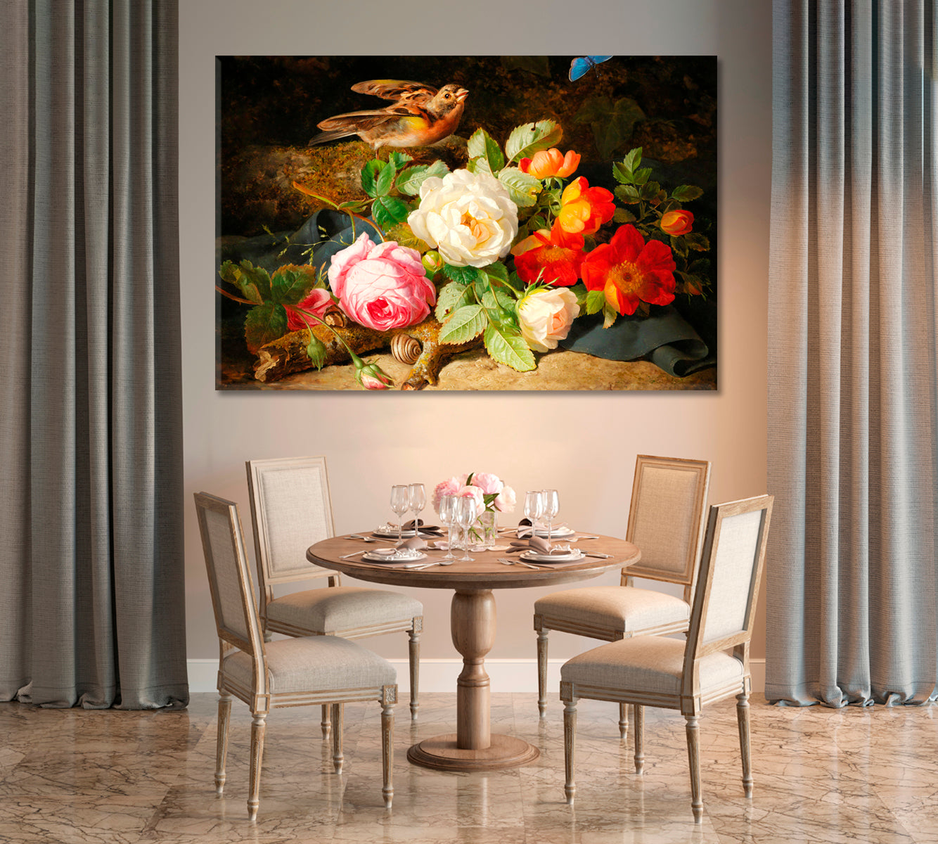 Roses Still Life Canvas Wall Art-Canvas Print-CetArt-1 Panel-24x16 inches-CetArt