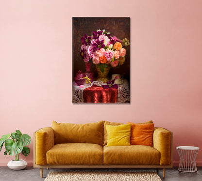 Delicate Roses Still life Canvas Print-Canvas Print-CetArt-1 panel-16x24 inches-CetArt