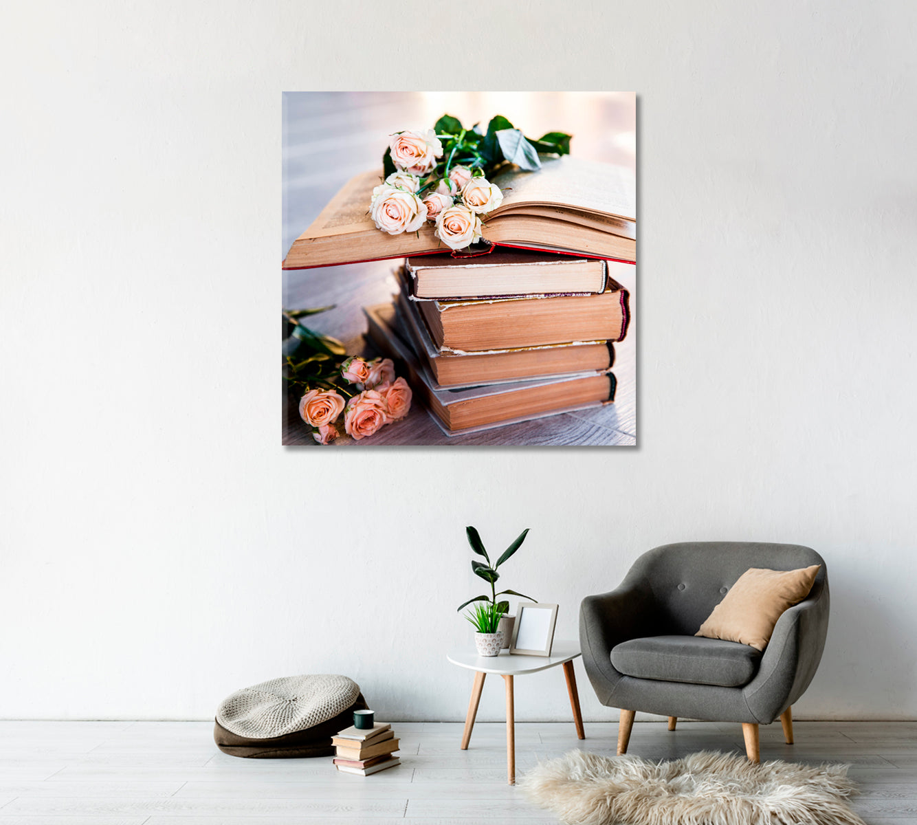 Roses Vintage Still Life Art Print-Canvas Print-CetArt-1 panel-12x12 inches-CetArt