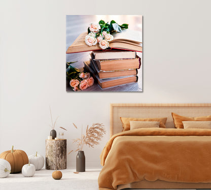 Roses Vintage Still Life Art Print-Canvas Print-CetArt-1 panel-12x12 inches-CetArt