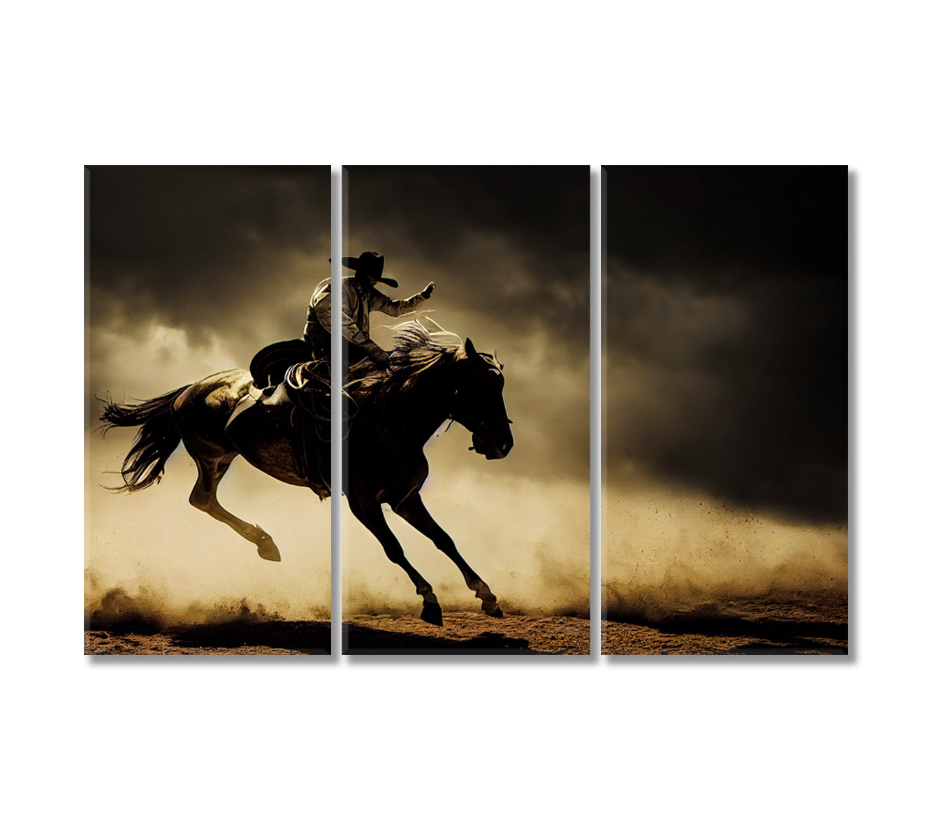 Cowboy Canvas Print Wall Art-Canvas Print-CetArt-3 Panels-36x24 inches-CetArt