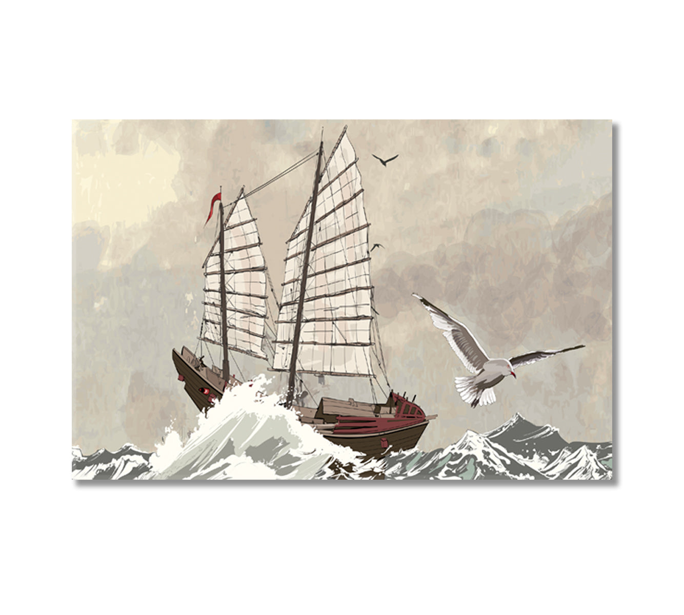 Old Sailing Ship Canvas Interior Design-Canvas Print-CetArt-1 Panel-24x16 inches-CetArt