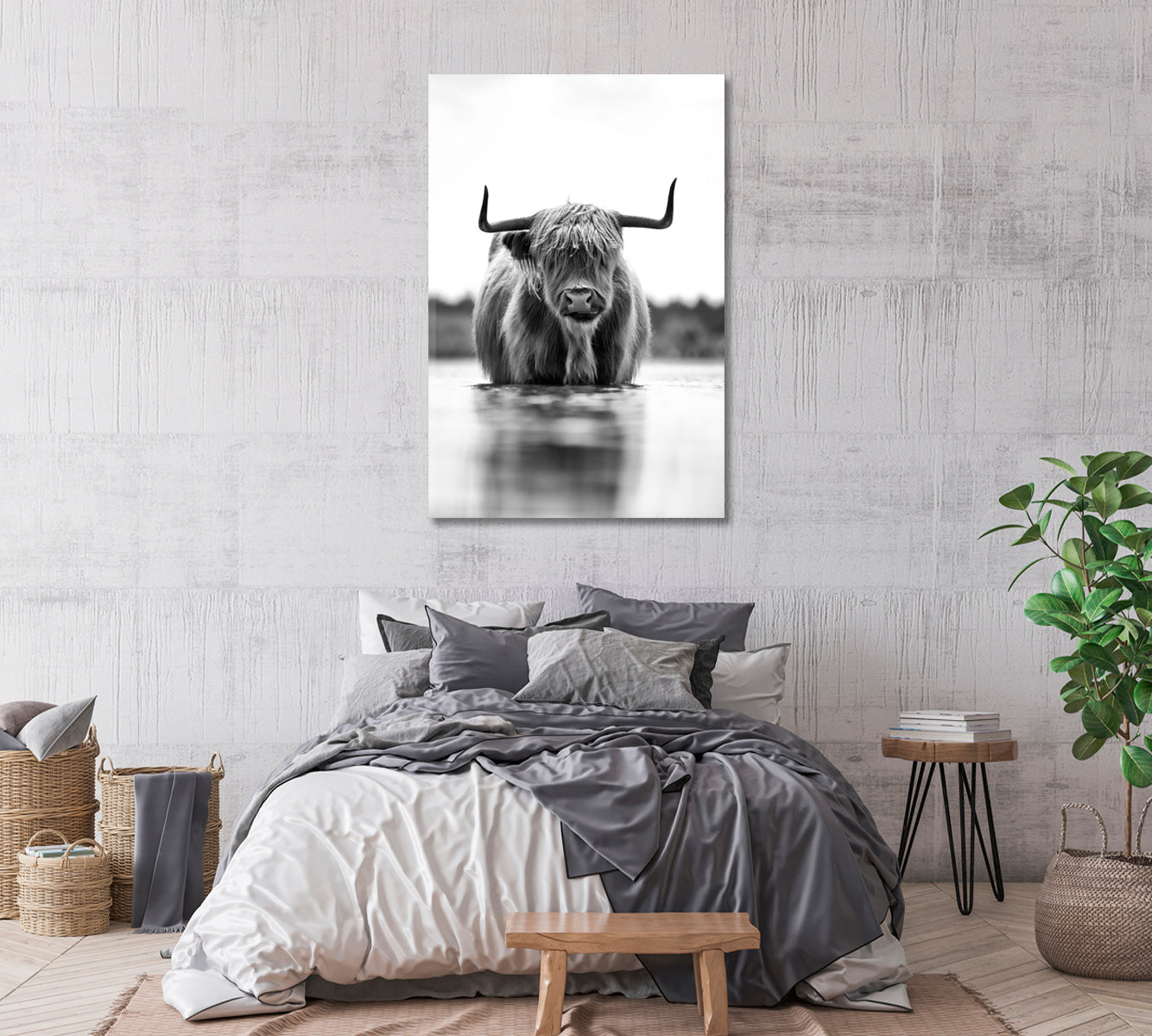 Highland Cow Canvas Art for Wall Decoration-Canvas Print-CetArt-1 panel-16x24 inches-CetArt