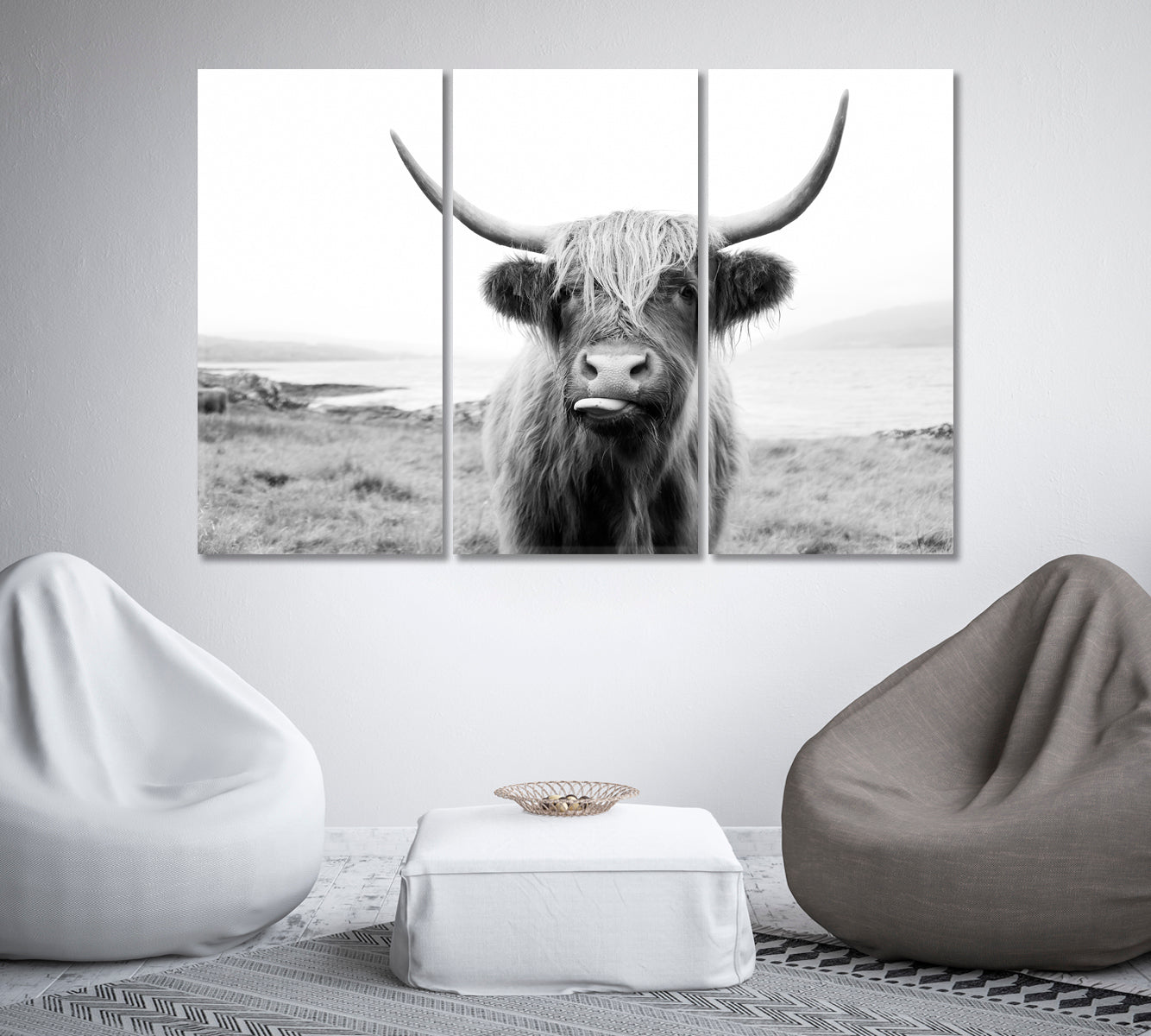 Funny Highland Cow Wall Art Decor-Canvas Print-CetArt-1 Panel-24x16 inches-CetArt