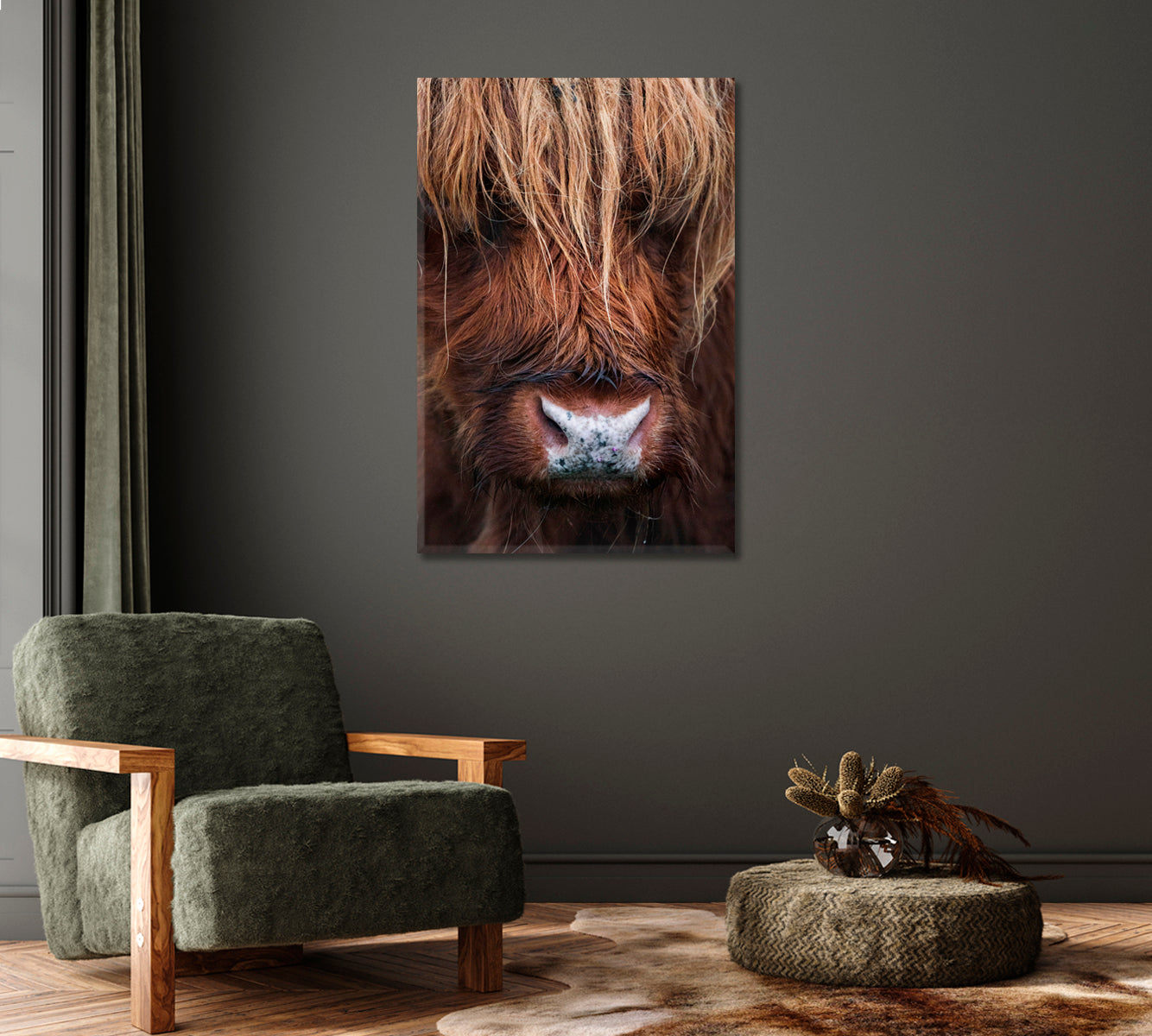 Scottish Highland Cow Canvas Wall Art-Canvas Print-CetArt-1 panel-16x24 inches-CetArt