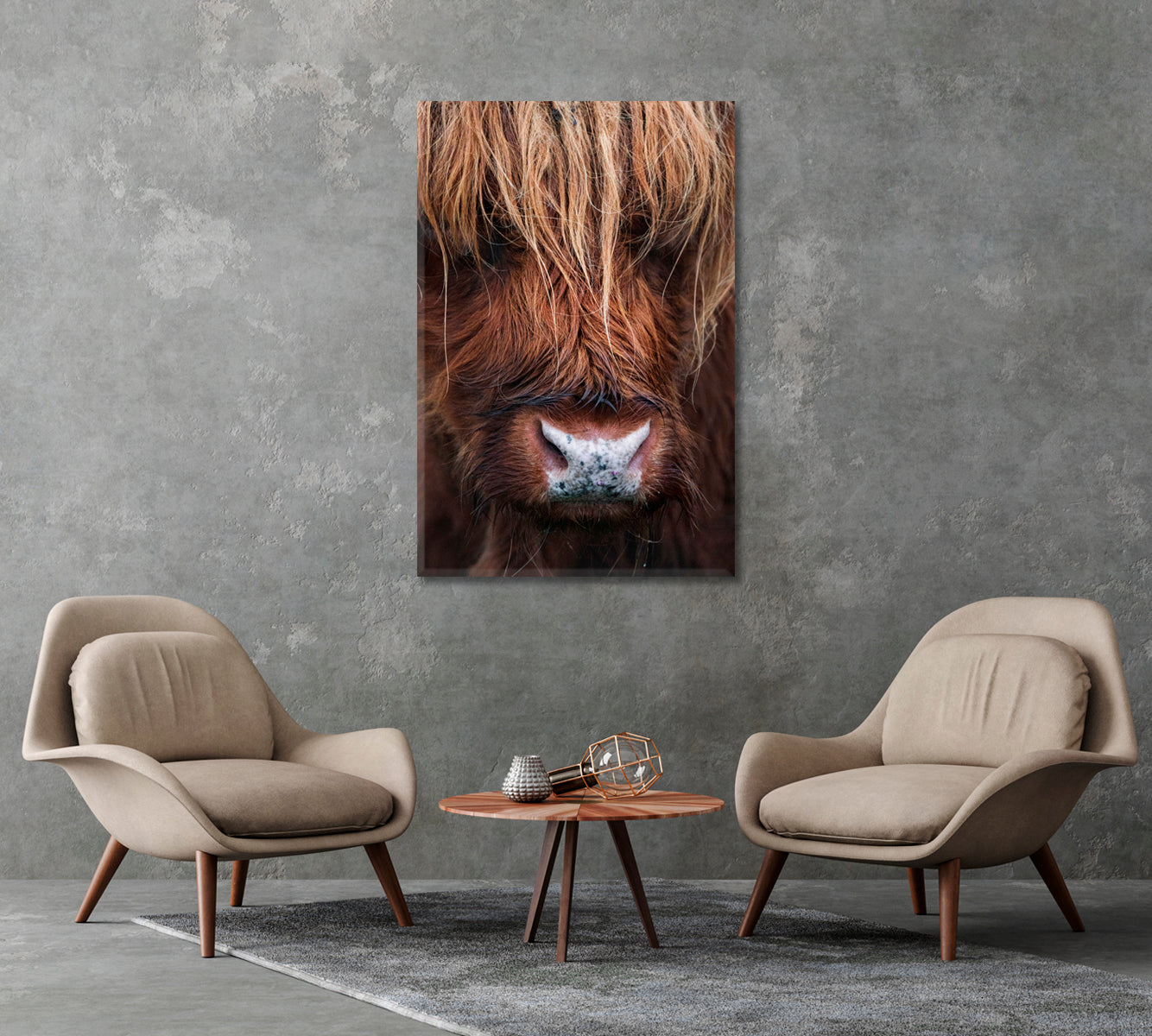 Scottish Highland Cow Canvas Wall Art-Canvas Print-CetArt-1 panel-16x24 inches-CetArt