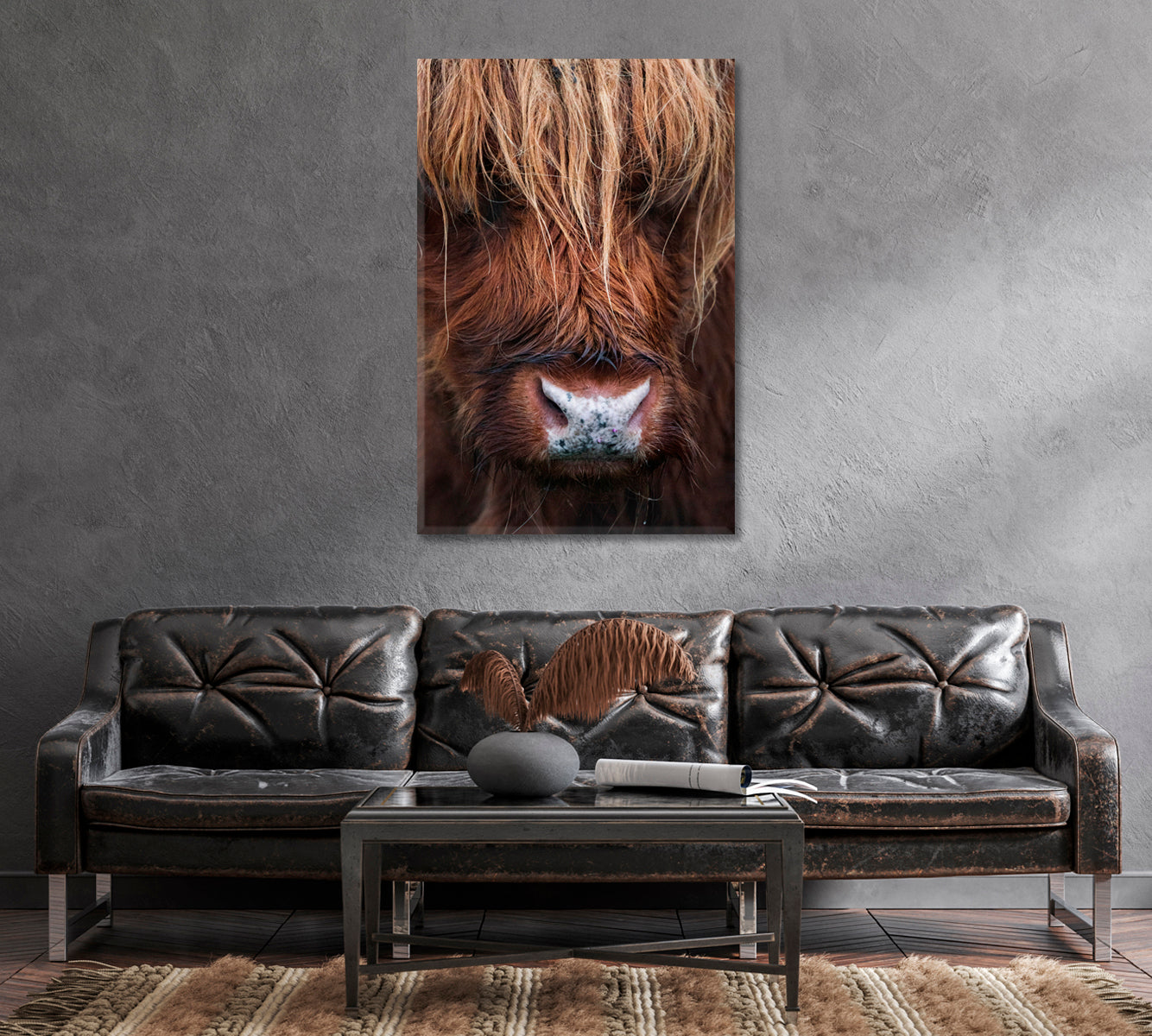 Scottish Highland Cow Canvas Wall Art-Canvas Print-CetArt-1 panel-16x24 inches-CetArt