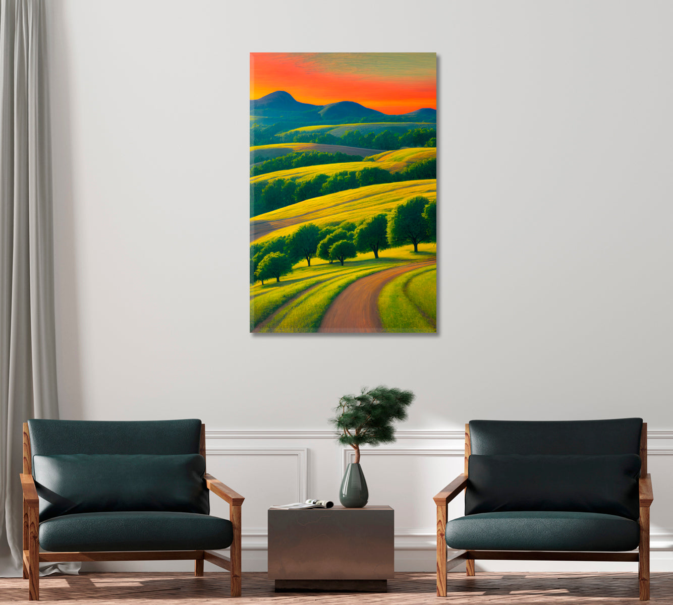 Green Fields Art Print Wall Decor-Canvas Print-CetArt-1 panel-16x24 inches-CetArt