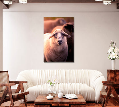 Sheep Portrait Canvas Interior Design-Canvas Print-CetArt-1 panel-16x24 inches-CetArt