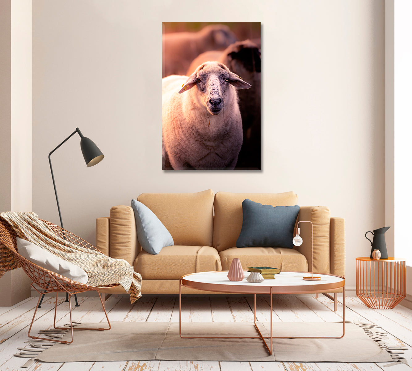 Sheep Portrait Canvas Interior Design-Canvas Print-CetArt-1 panel-16x24 inches-CetArt