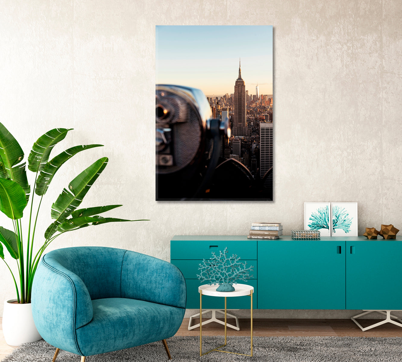 Sunset Over New York Wall Art-Canvas Print-CetArt-1 panel-16x24 inches-CetArt