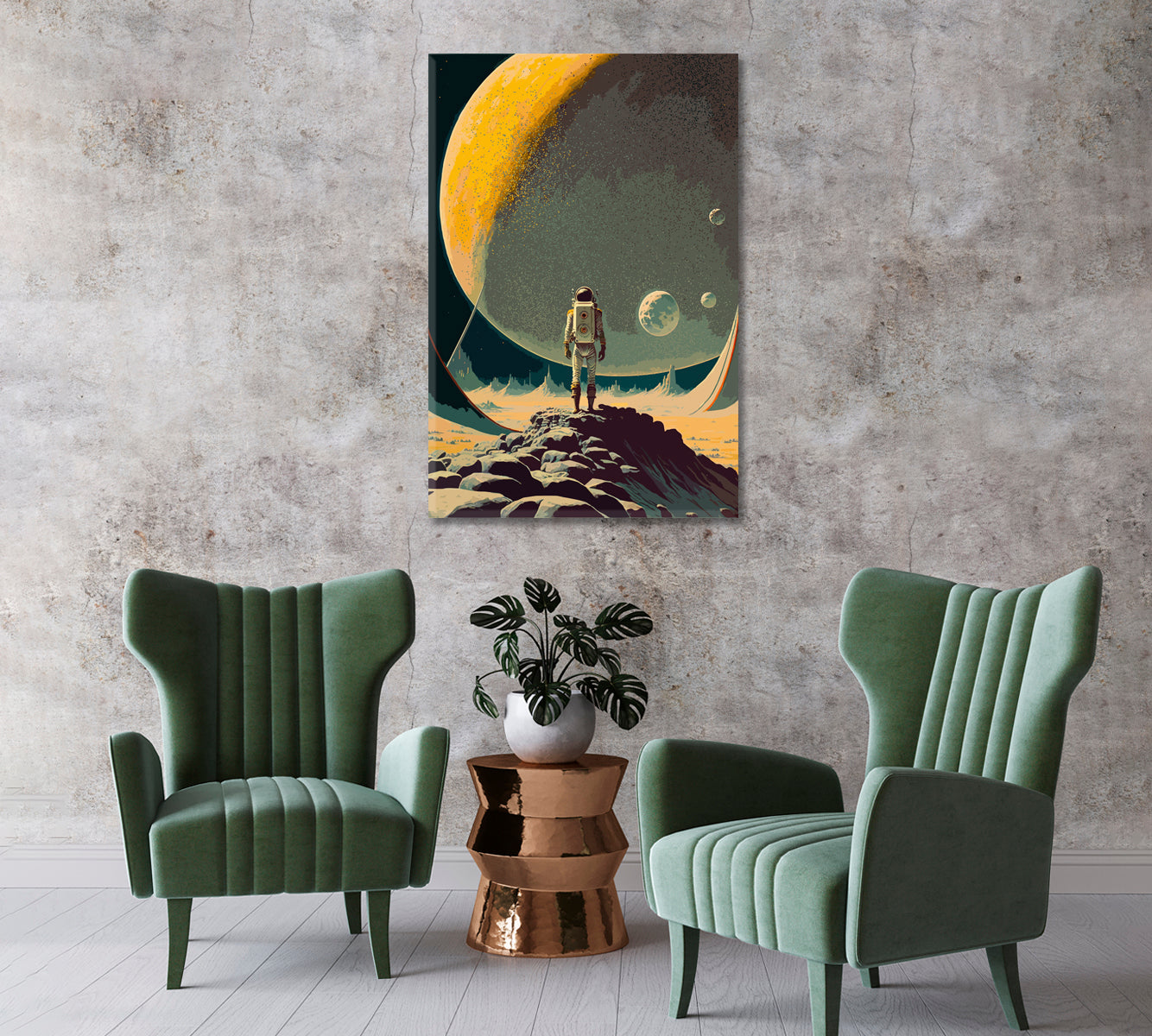 Astronaut and Moon Canvas Print-Canvas Print-CetArt-1 panel-16x24 inches-CetArt