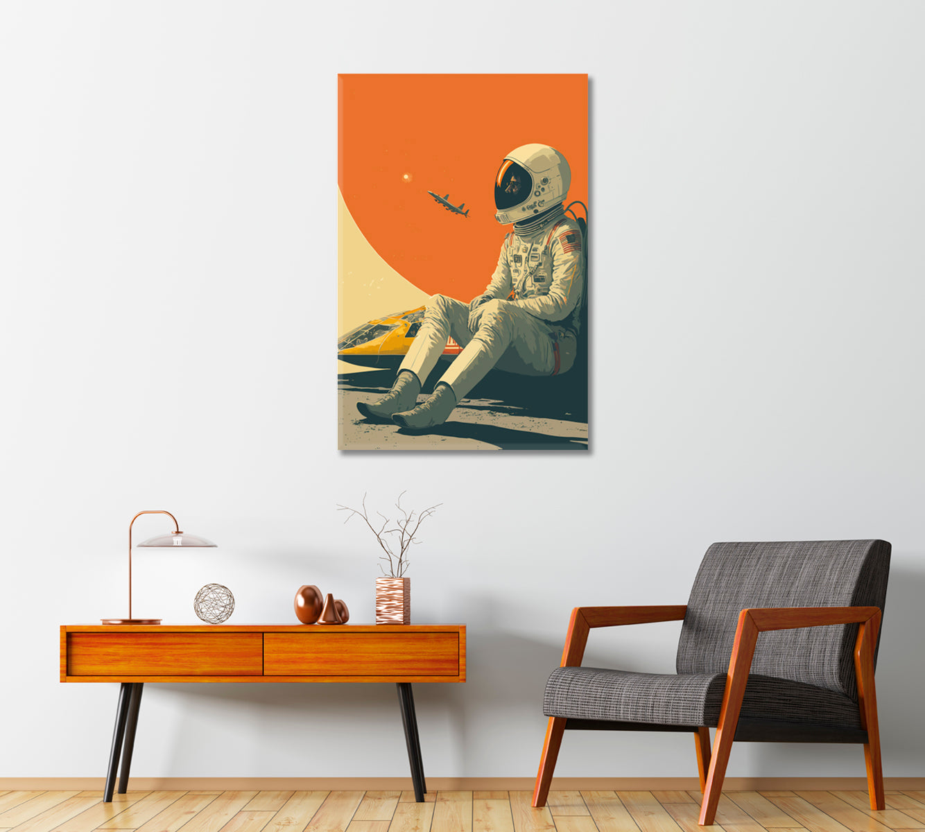 Astronaut Outer Space Wall Art-Canvas Print-CetArt-1 panel-16x24 inches-CetArt