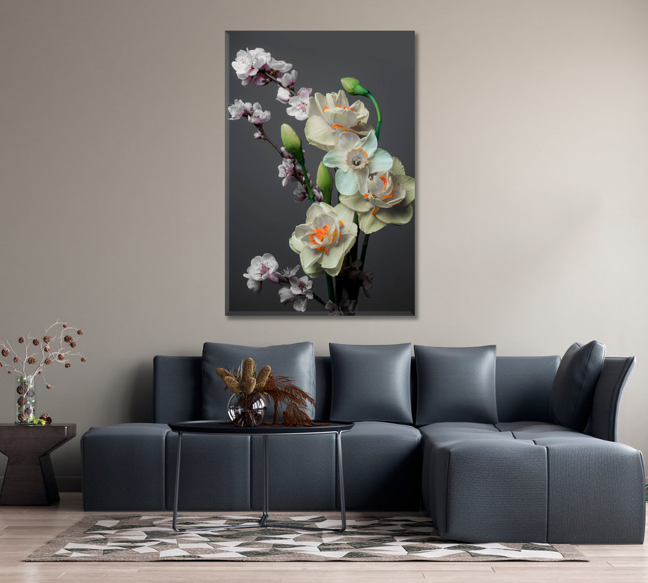 Daffodils Flowers Canvas Home Wall Decor-Canvas Print-CetArt-1 panel-16x24 inches-CetArt