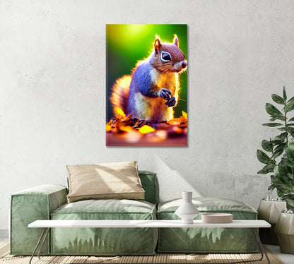 Squirrel in Autumn Forest Wall Decor-Canvas Print-CetArt-1 panel-16x24 inches-CetArt