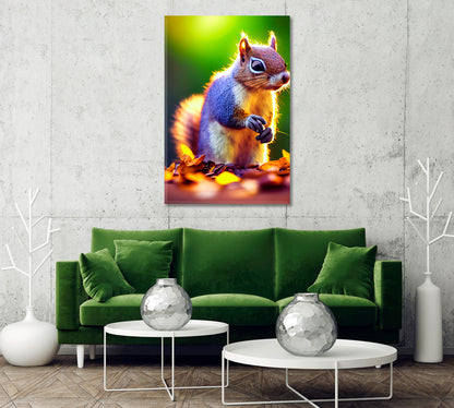 Squirrel in Autumn Forest Wall Decor-Canvas Print-CetArt-1 panel-16x24 inches-CetArt