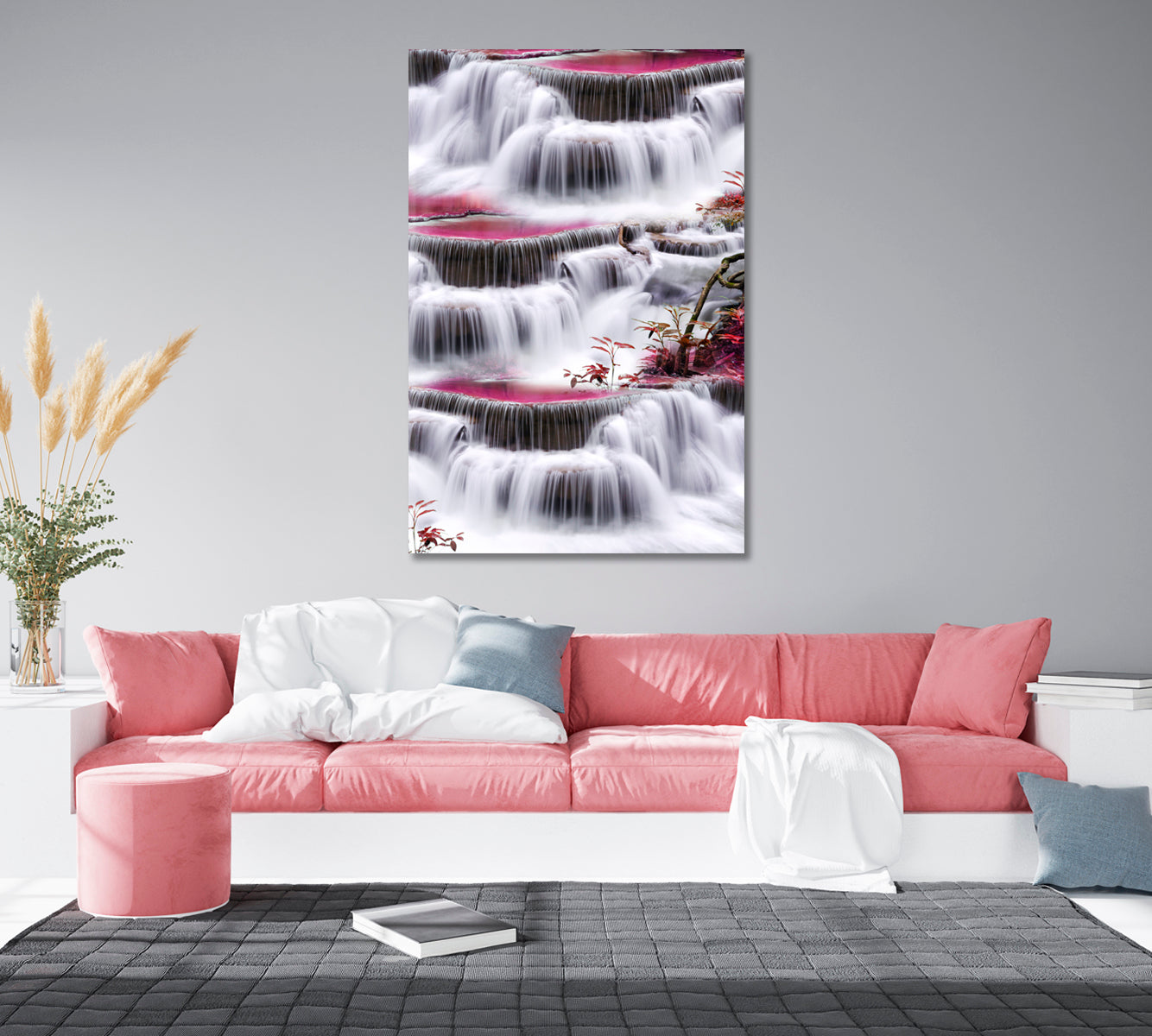 Standing Waterfall Art for Living Room-Canvas Print-CetArt-1 panel-16x24 inches-CetArt