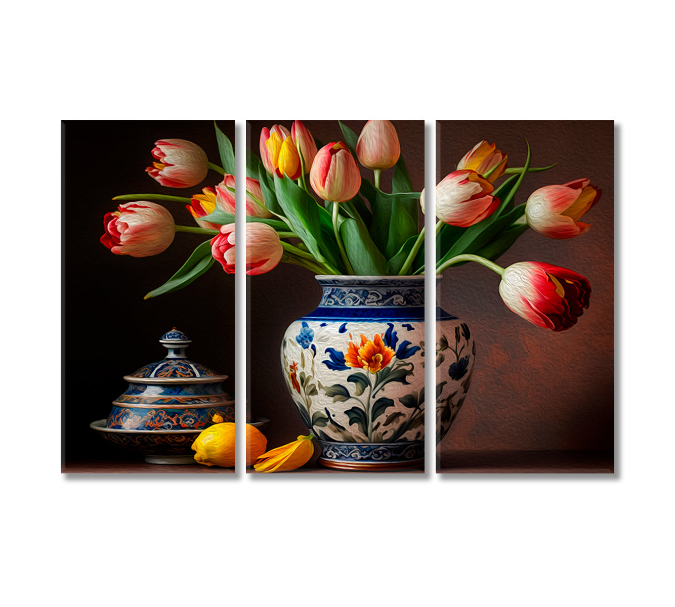 Tulips Still Life Wall Art Print-Canvas Print-CetArt-3 Panels-36x24 inches-CetArt