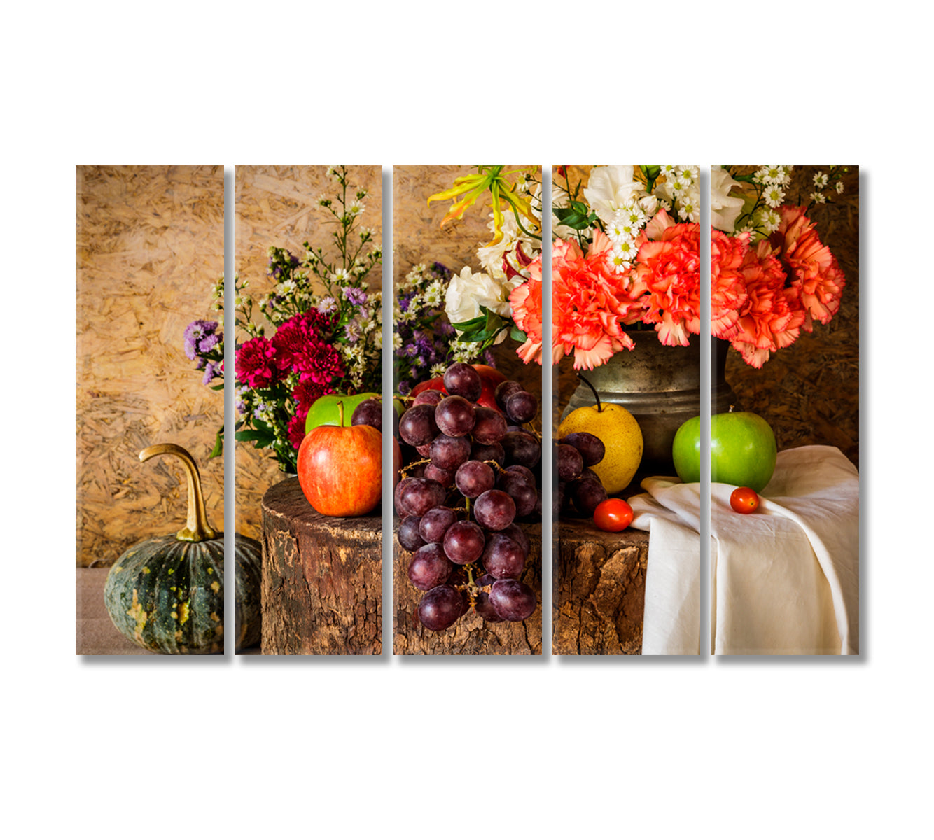 Fruits Still Life Wall Art Canvas-Canvas Print-CetArt-5 Panels-36x24 inches-CetArt