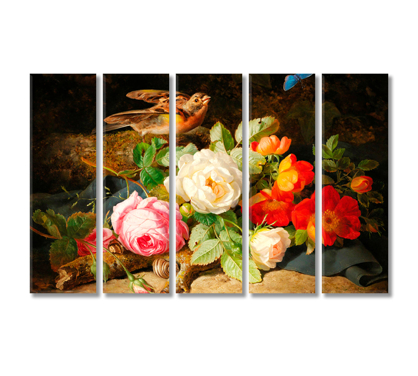 Roses Still Life Canvas Wall Art-Canvas Print-CetArt-5 Panels-36x24 inches-CetArt