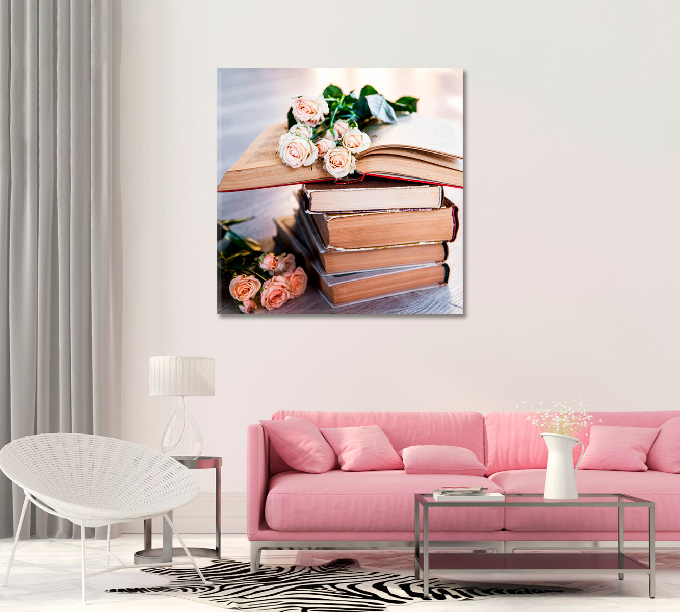 Roses Vintage Still Life Art Print-Canvas Print-CetArt-1 panel-12x12 inches-CetArt