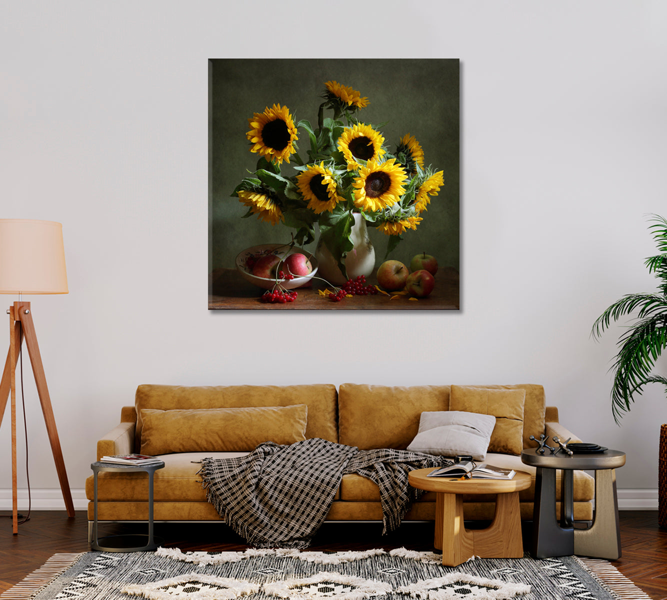 Sunflowers Still Life Canvas Wall Decor-Canvas Print-CetArt-1 panel-12x12 inches-CetArt