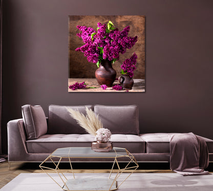 Lilac Flowers Still life Wall Art-Canvas Print-CetArt-1 panel-12x12 inches-CetArt