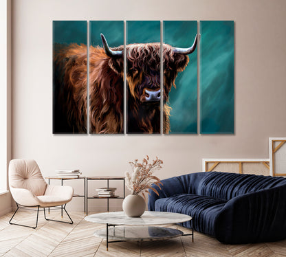 Highland Cow Art Print For Home-Canvas Print-CetArt-1 Panel-24x16 inches-CetArt