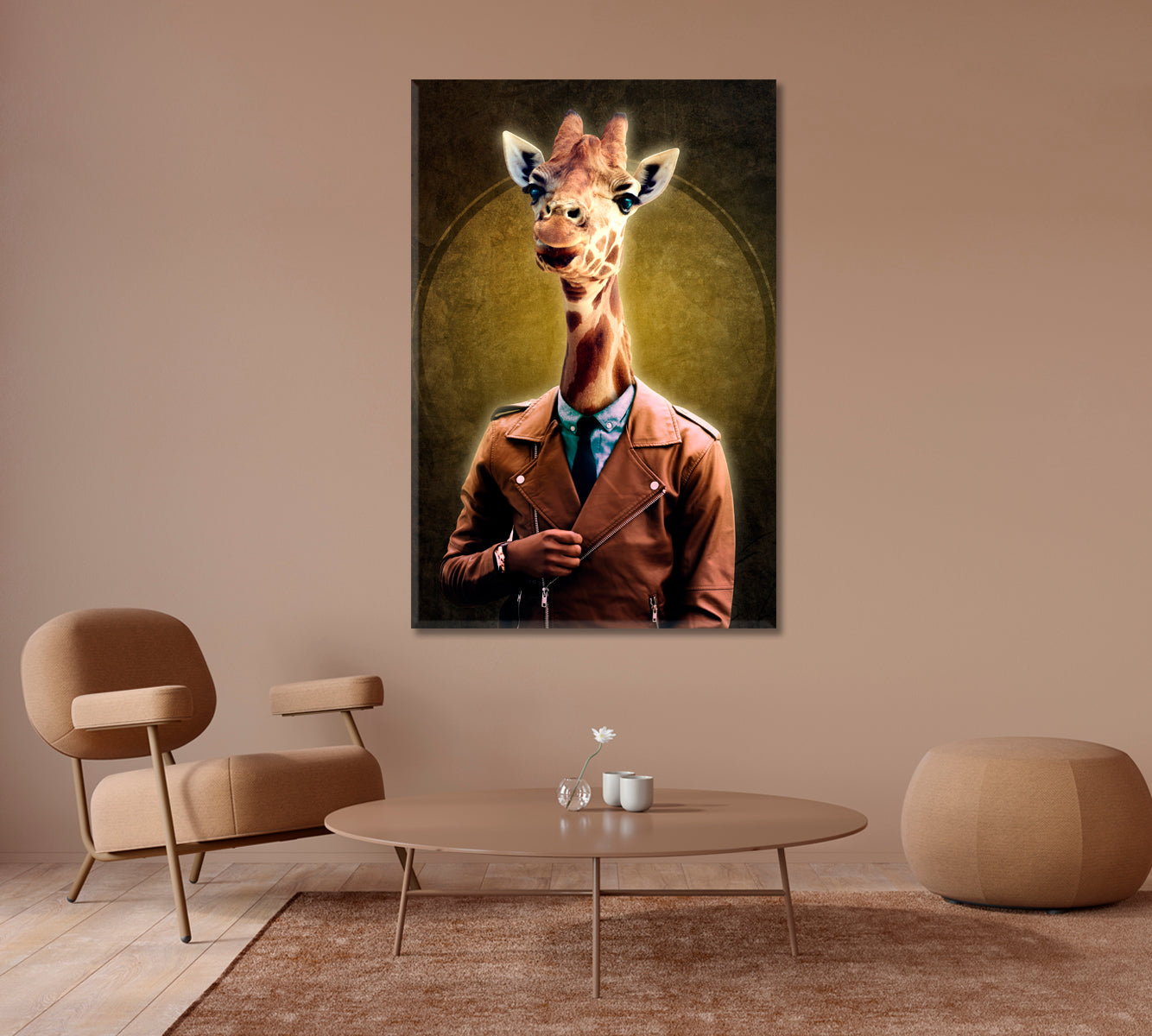 Giraffe in Jacket Office Canvas Print-Canvas Print-CetArt-1 panel-16x24 inches-CetArt