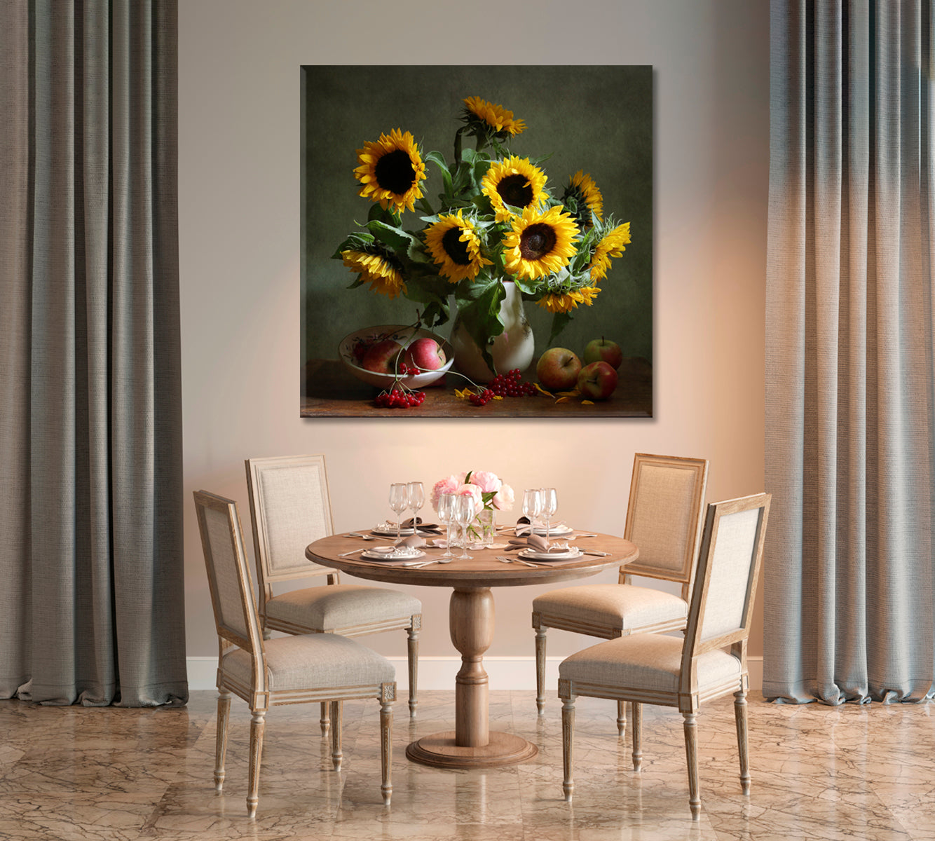 Sunflowers Still Life Canvas Wall Decor-Canvas Print-CetArt-1 panel-12x12 inches-CetArt