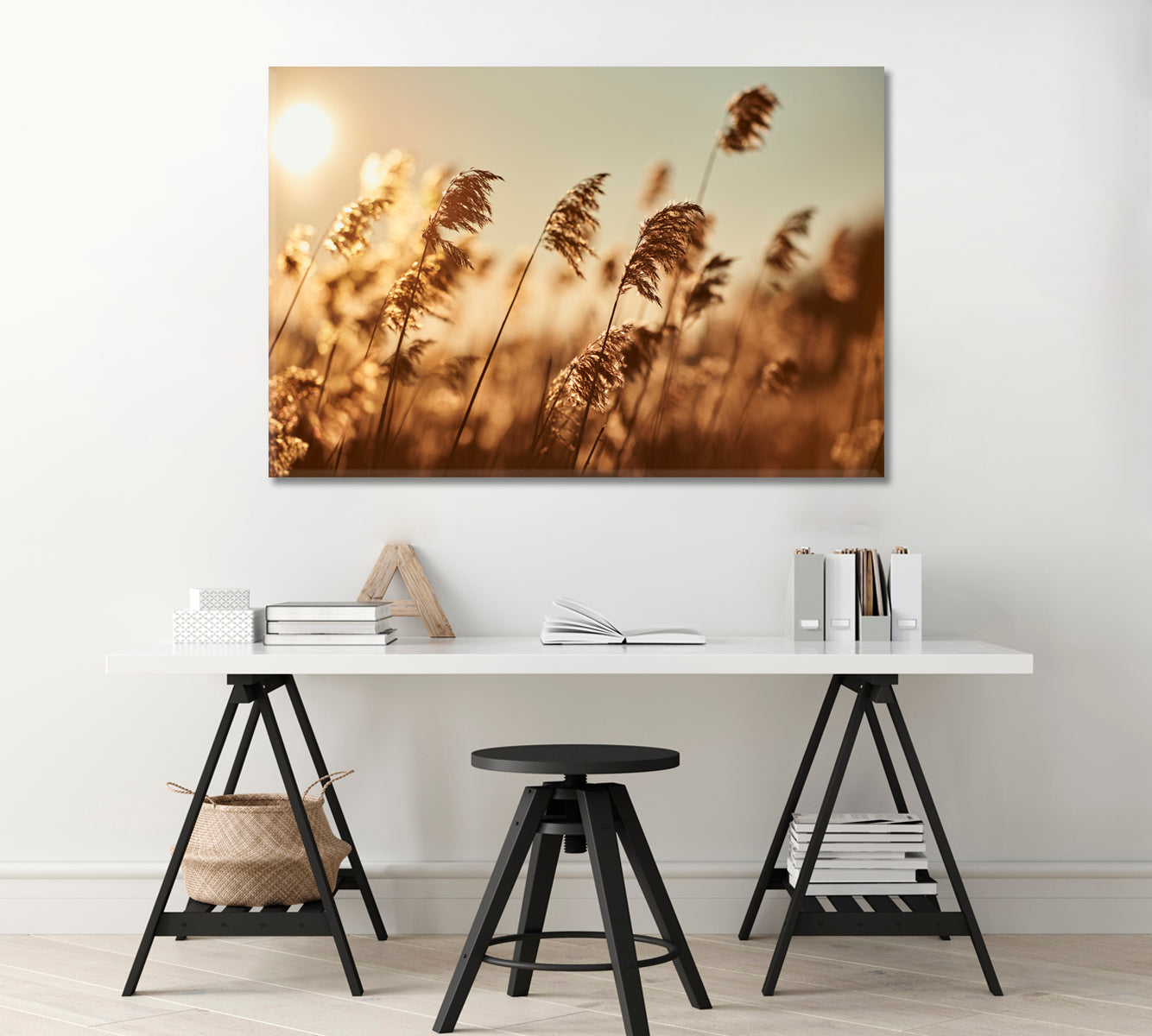 Reeds in Sun Rays Canvas Print-Canvas Print-CetArt-1 Panel-24x16 inches-CetArt