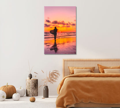 Surfer Girl Silhouette Canvas Wall Art-Canvas Print-CetArt-1 panel-16x24 inches-CetArt