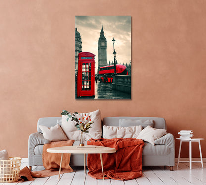 London Red Telephone Box Art Print-Canvas Print-CetArt-1 panel-16x24 inches-CetArt