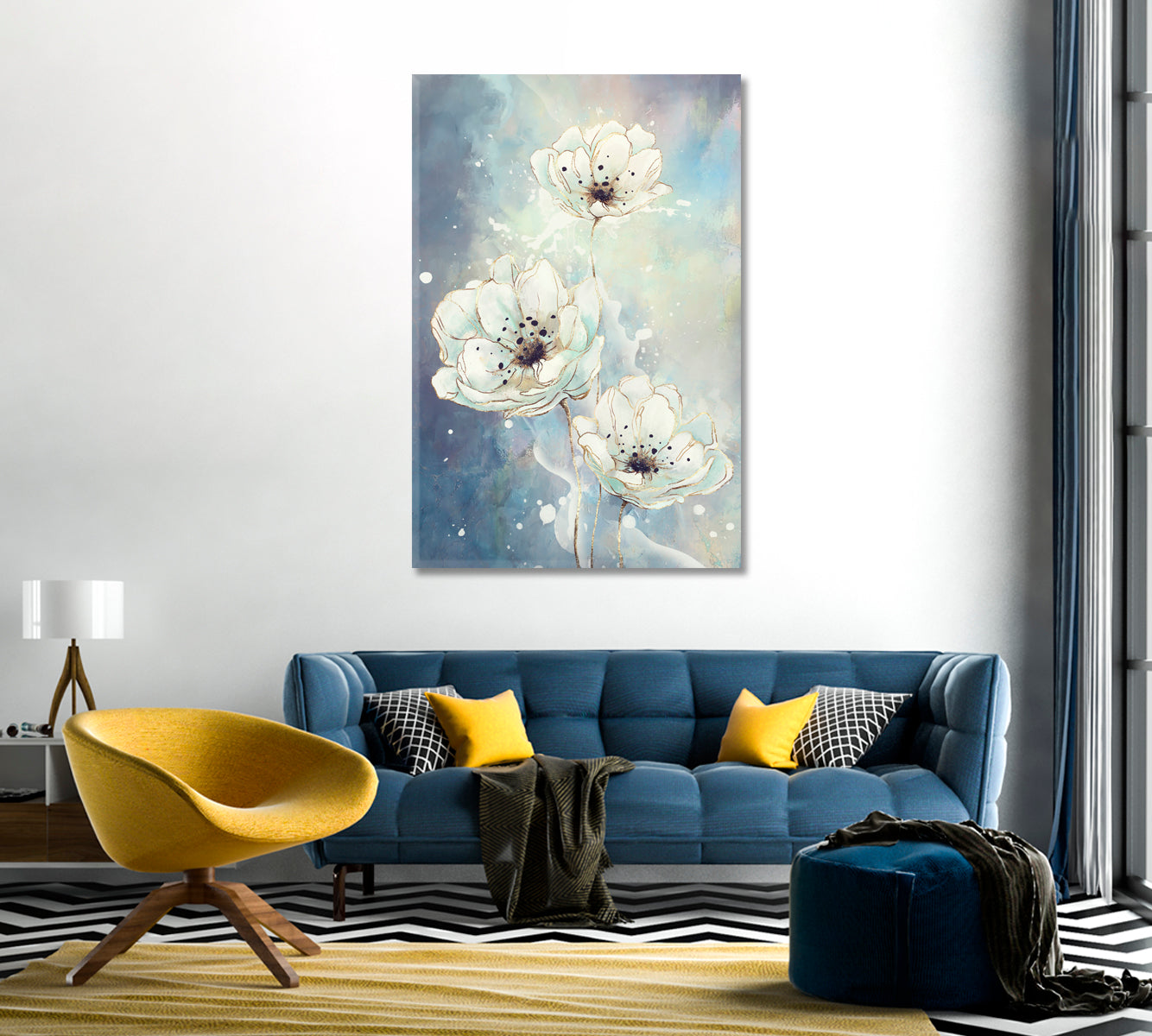 Tender White Flowers Canvas Art Decor-Canvas Print-CetArt-1 panel-16x24 inches-CetArt