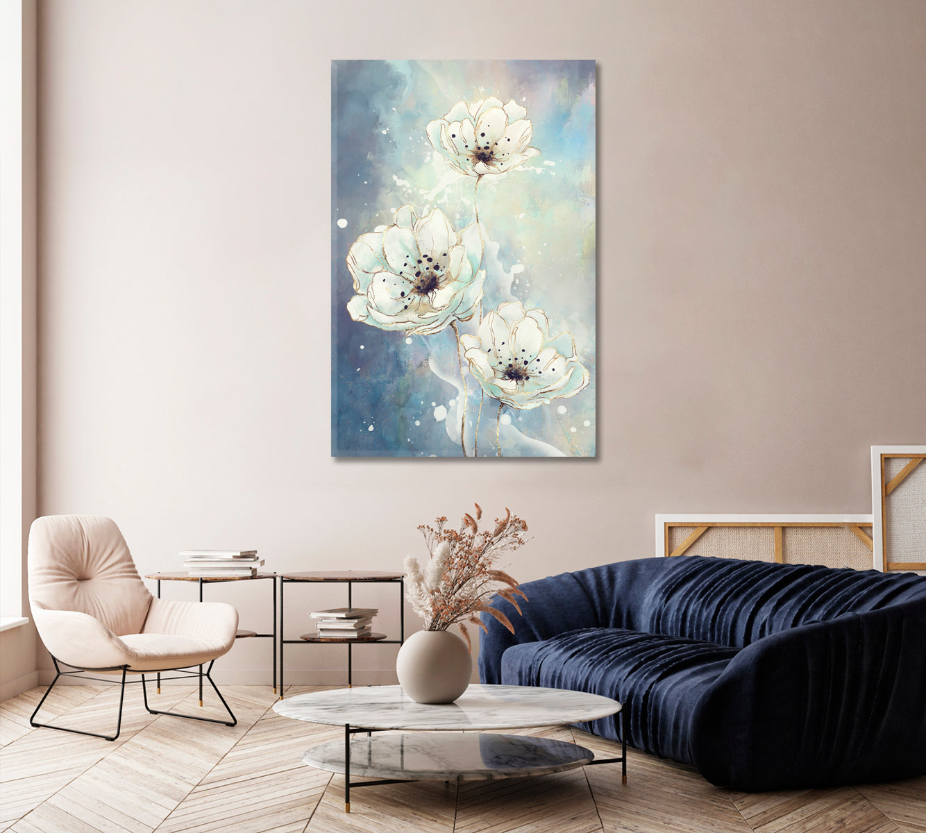 Tender White Flowers Canvas Art Decor-Canvas Print-CetArt-1 panel-16x24 inches-CetArt