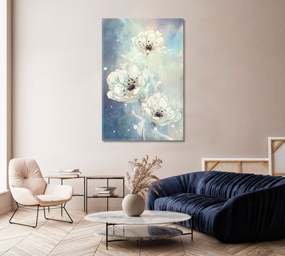 Tender White Flowers Canvas Art Decor-Canvas Print-CetArt-1 panel-16x24 inches-CetArt