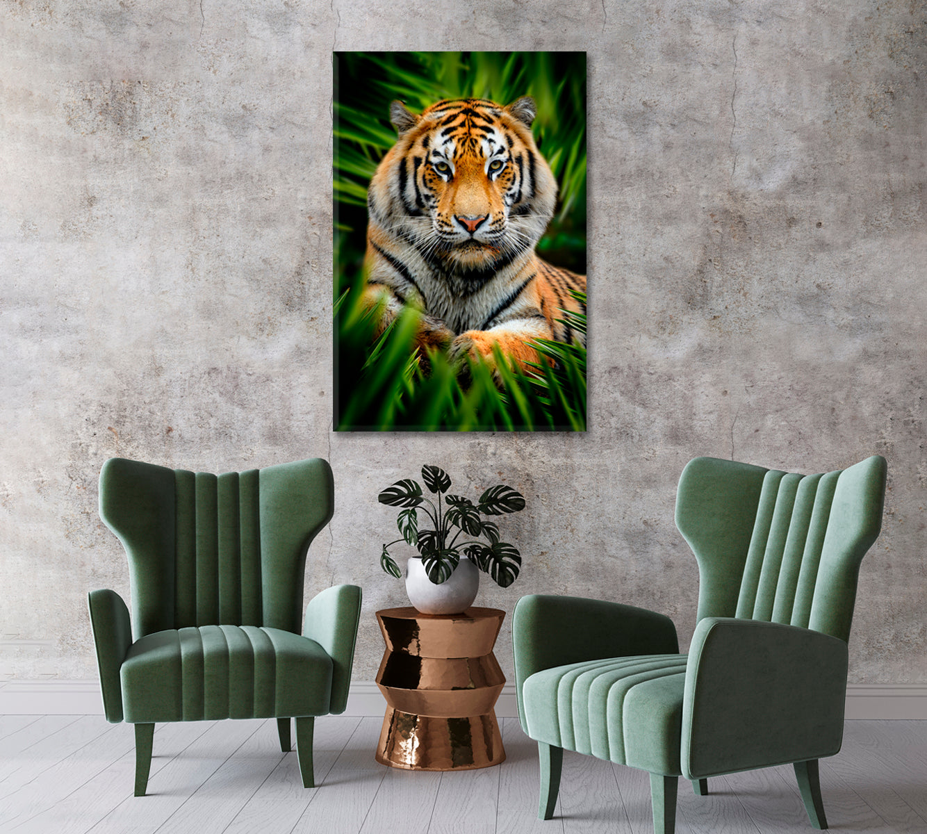 Tiger in Jungle Canvas Home Decor-Canvas Print-CetArt-1 panel-16x24 inches-CetArt