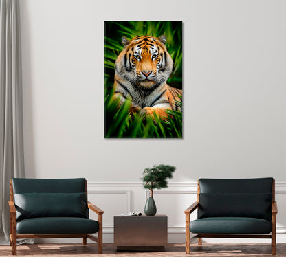 Tiger in Jungle Canvas Home Decor-Canvas Print-CetArt-1 panel-16x24 inches-CetArt