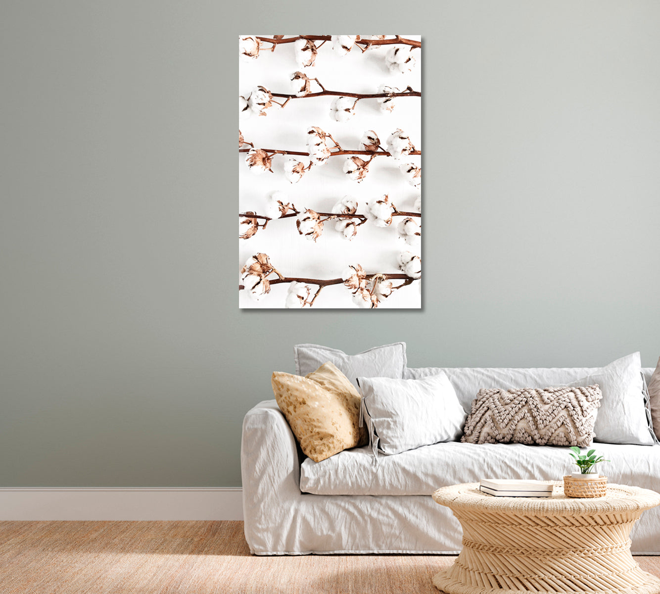 Cotton Branches Trendy Wall Decor-Canvas Print-CetArt-1 panel-16x24 inches-CetArt