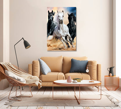 Horses Trendy Wall Art Decor-Canvas Print-CetArt-1 panel-16x24 inches-CetArt