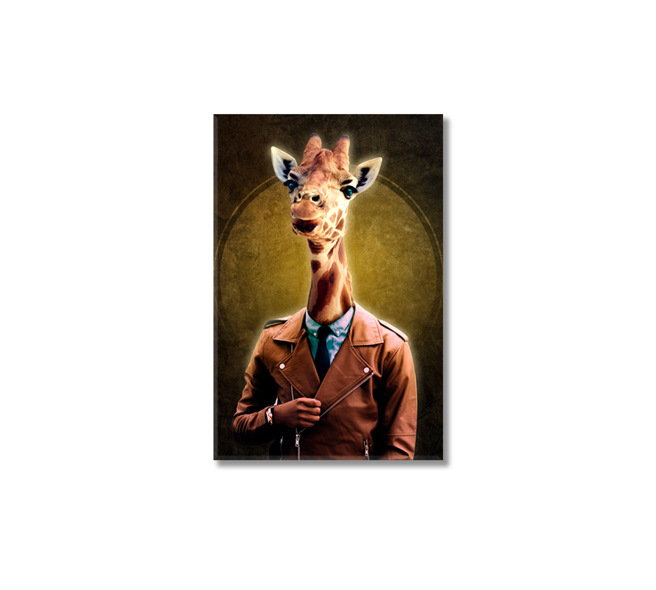 Giraffe in Jacket Office Canvas Print-Canvas Print-CetArt-1 panel-16x24 inches-CetArt