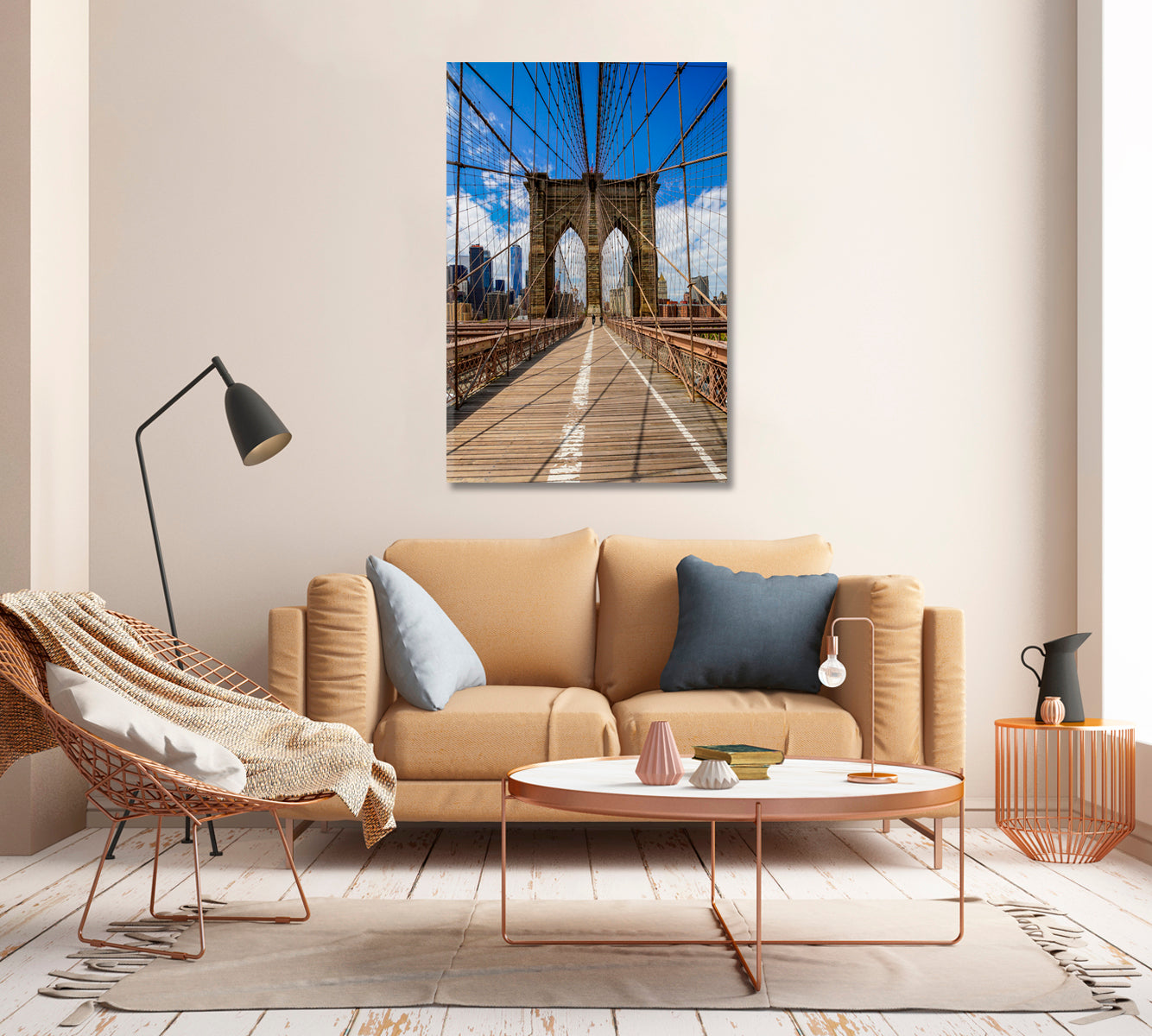 Brooklyn Bridge Trendy Giclee Print-Canvas Print-CetArt-1 panel-16x24 inches-CetArt