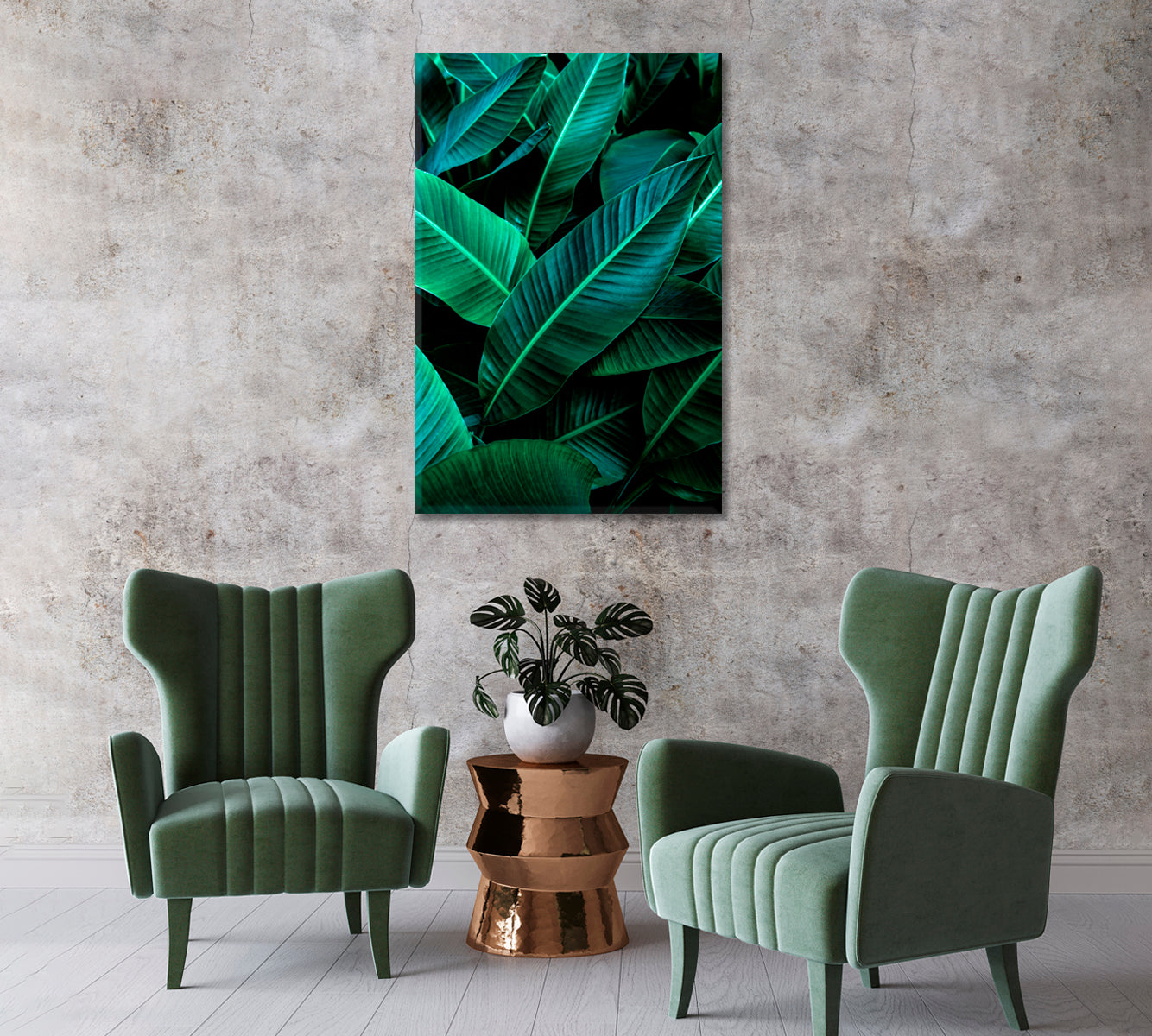 Tropical Banana Leaf Canvas Wall Art-Canvas Print-CetArt-1 panel-16x24 inches-CetArt