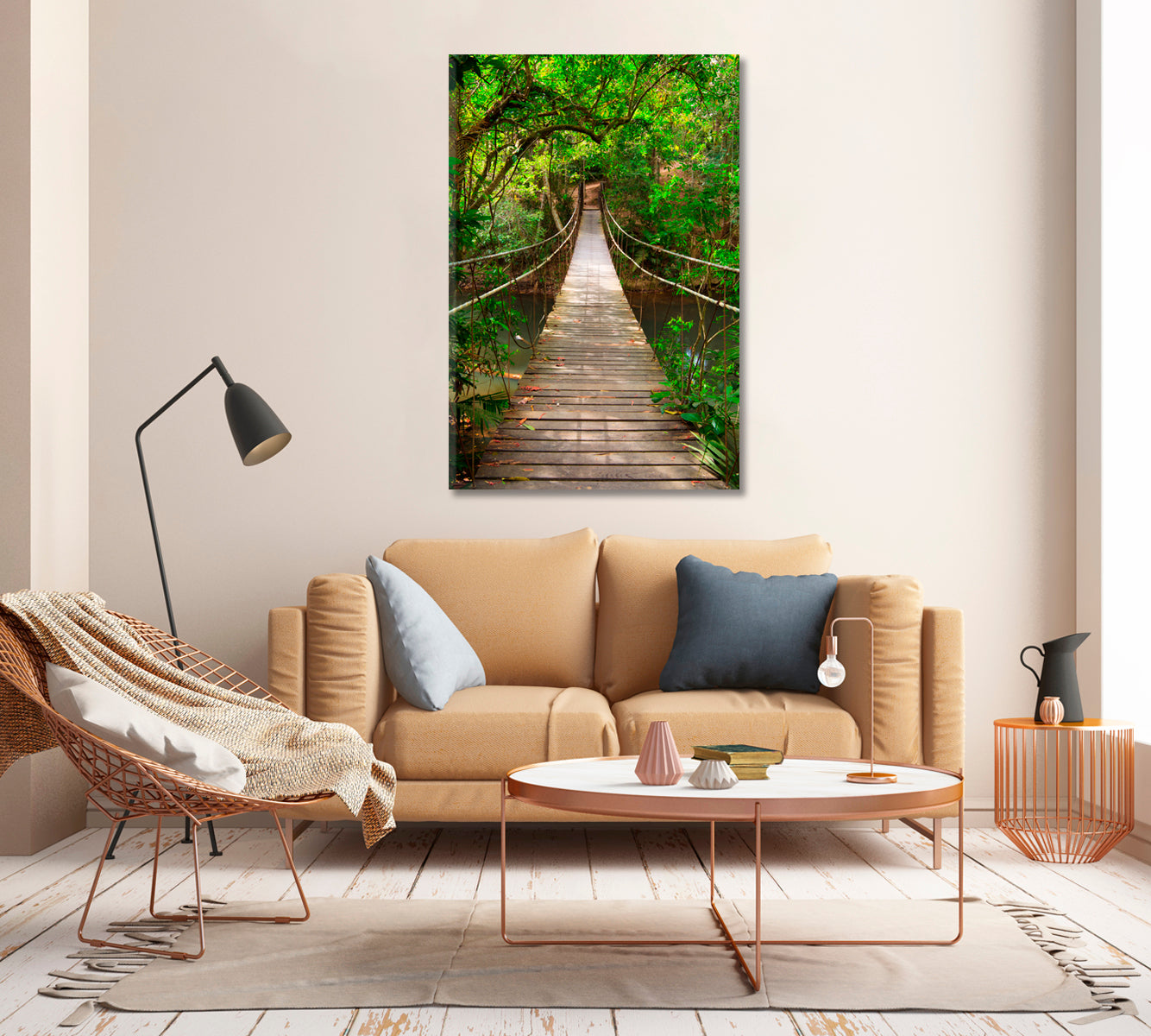 Bridge in Jungle Giclee Art Decor-Canvas Print-CetArt-1 panel-16x24 inches-CetArt