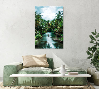 Palm Tree Jungle River Canvas Print-Canvas Print-CetArt-1 panel-16x24 inches-CetArt