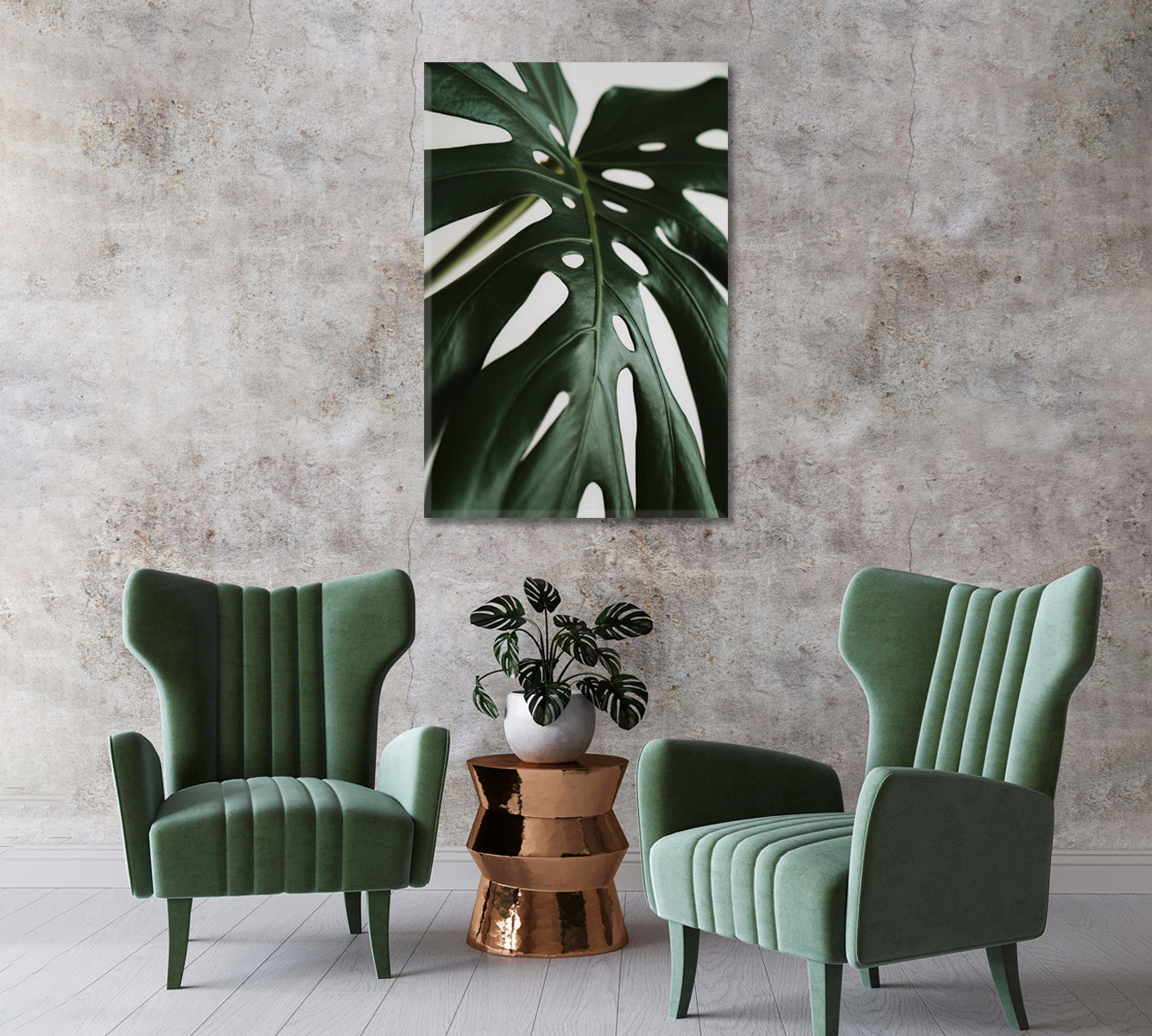 Monstera Leaves Canvas Home Art Decor-Canvas Print-CetArt-1 panel-16x24 inches-CetArt