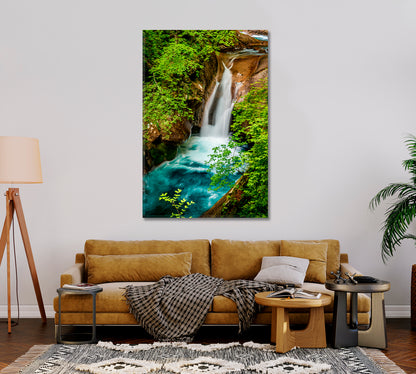 Jungle Waterfall Canvas Wall Art-Canvas Print-CetArt-1 panel-16x24 inches-CetArt