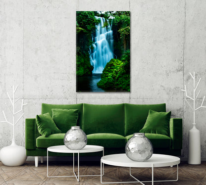 Rainforest Waterfall Canvas Art For Home-Canvas Print-CetArt-1 panel-16x24 inches-CetArt